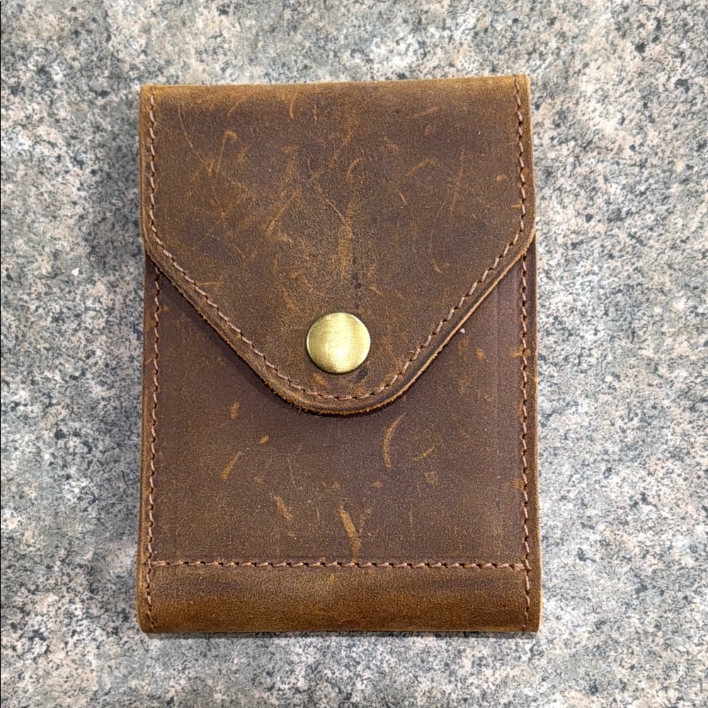 Compact Brown Leather Card Holder